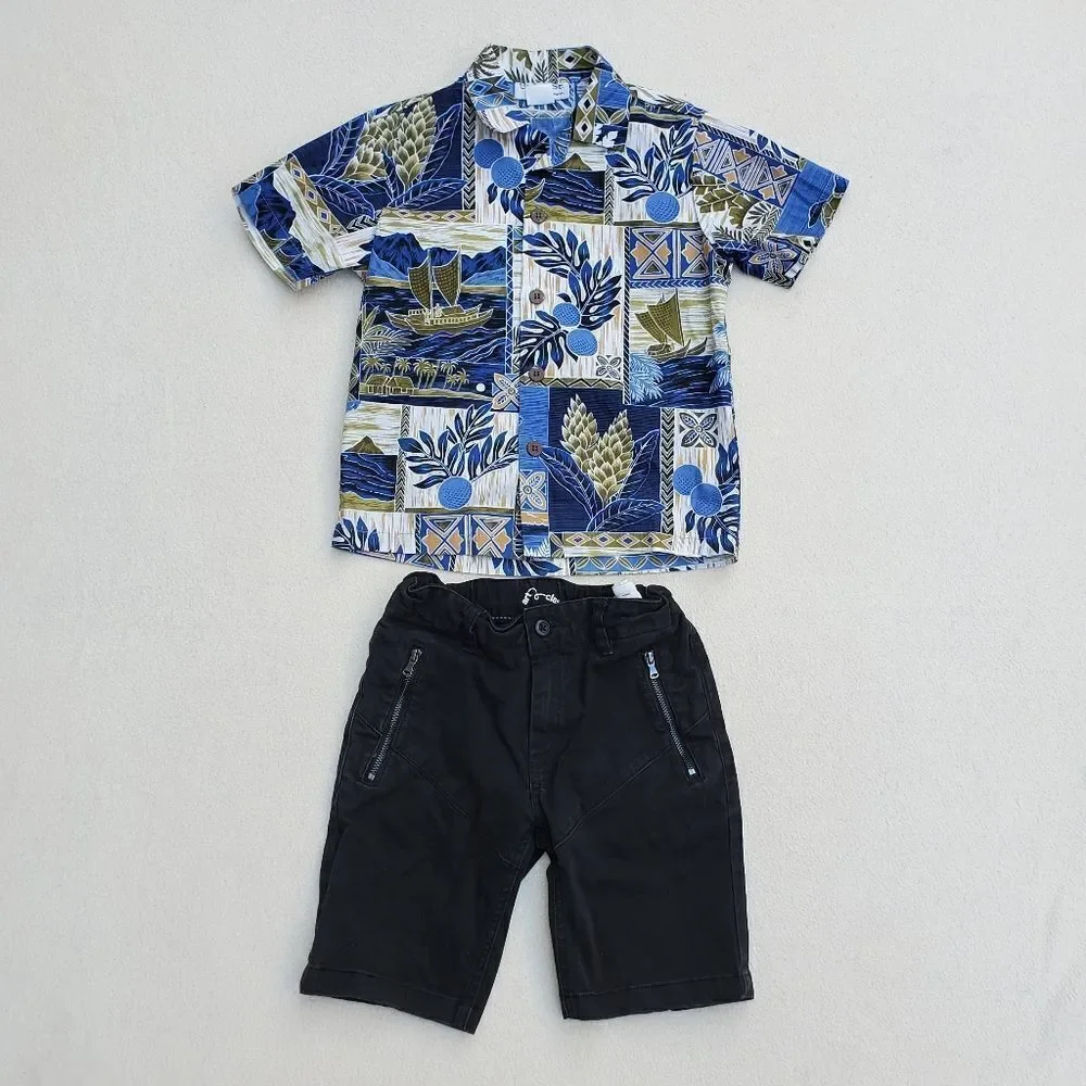 Bundle of 2 short sleeve shirts and 1 pair of shorts Size 6